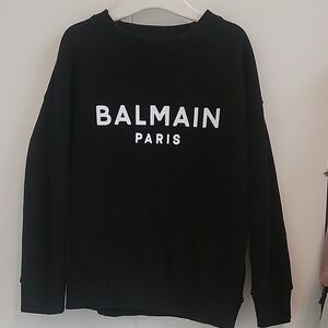 Balmain Black Crewneck with White Logo